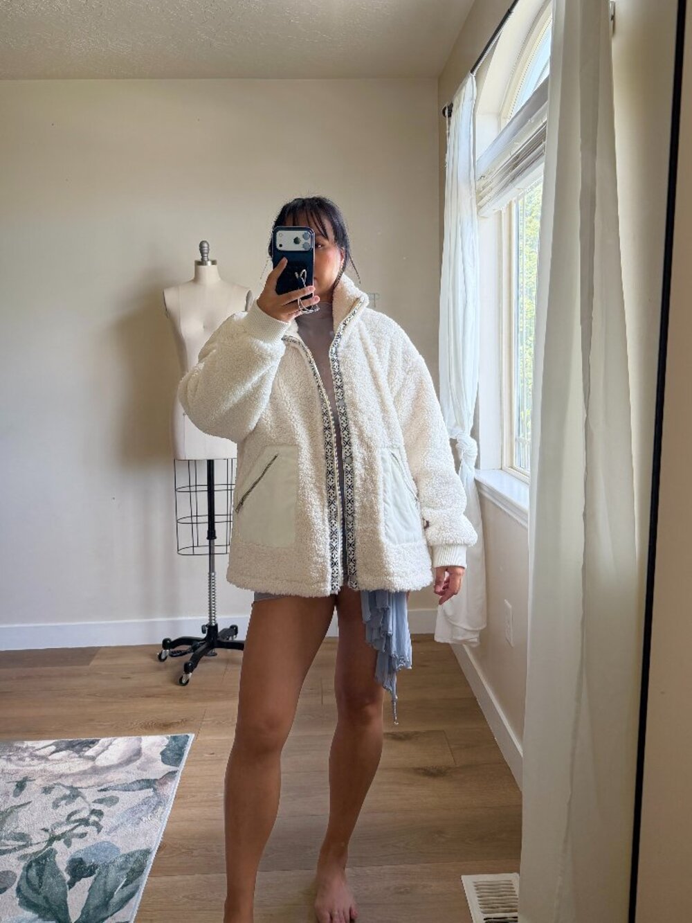 Vintage Levis Sherpa Teddy Jacket White | Zip Up Fleece Coat | Womens XL | Fall